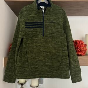 Adidas Pullover Fleece Jacket with Pockets in Green/Navy